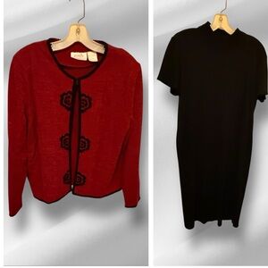 Koret Black‎ Sweater Dress with Cardigan Sweater Cover-Up